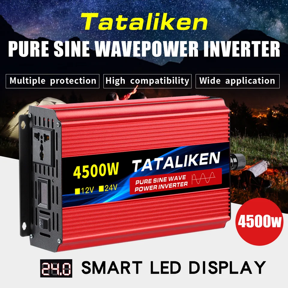 Invertor 12V 220V Pure Sine 50Hz 8000W 7000W 6000W 5000W 4500W 3500 W DC až striedavé napätie napájacie napájacie napájacie napájanie Vysoký výkon