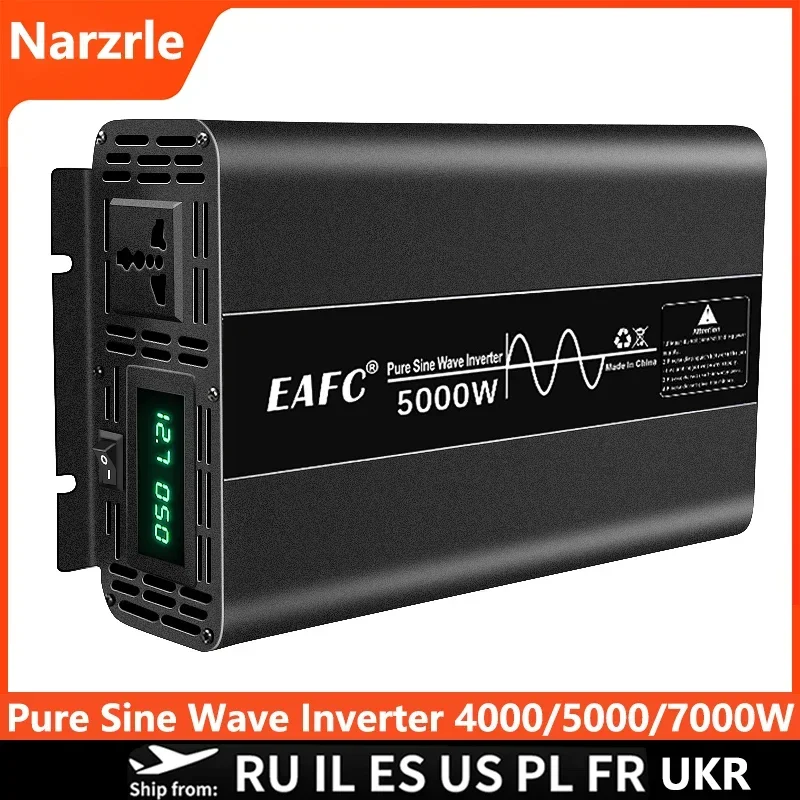 Invertor 12v 220V Pure Sinus Wave Výkonný DC-AC pre zariadenia Power náradie počítače Power banka prevodník Solárny automobil Inverter