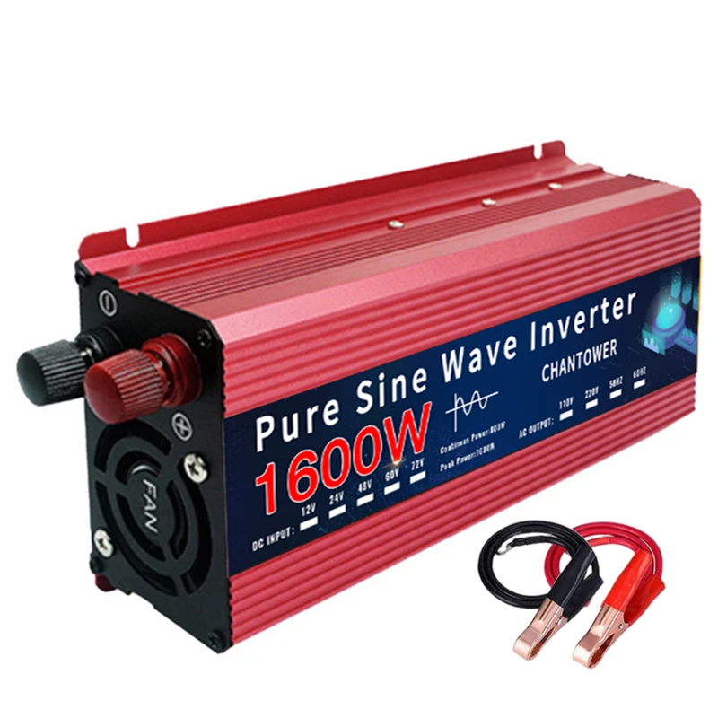 Invertor 12V/24 V až 110 V/220V Pure Sine Wave Inverter 12V 220V 1000W 1600 W DC na AC prenosný invertor automatického prevodníka automobilu