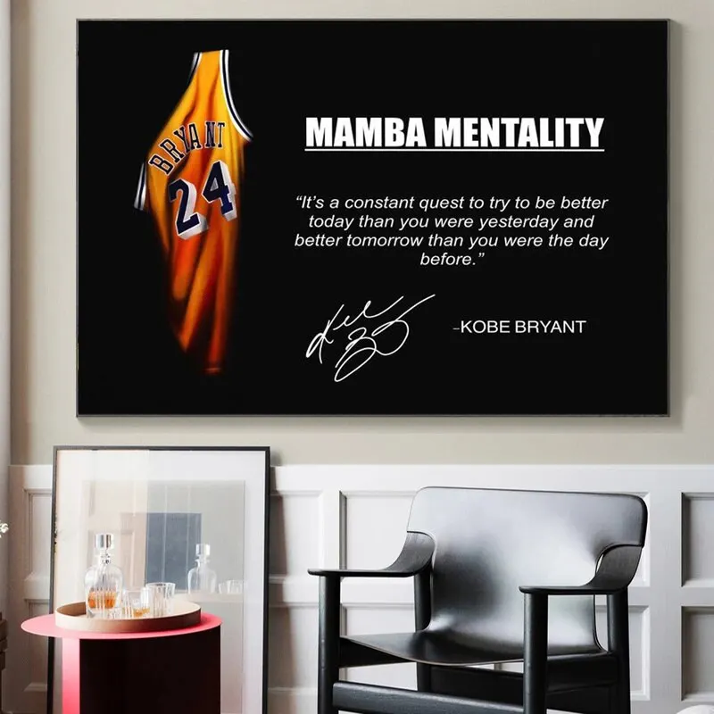 Inšpiratívna basketbalová hviezda Jersey Mamba Spirit Canvas Painting plagát nástenné umenie pre fanúšikov izbu domov dekoráciu
