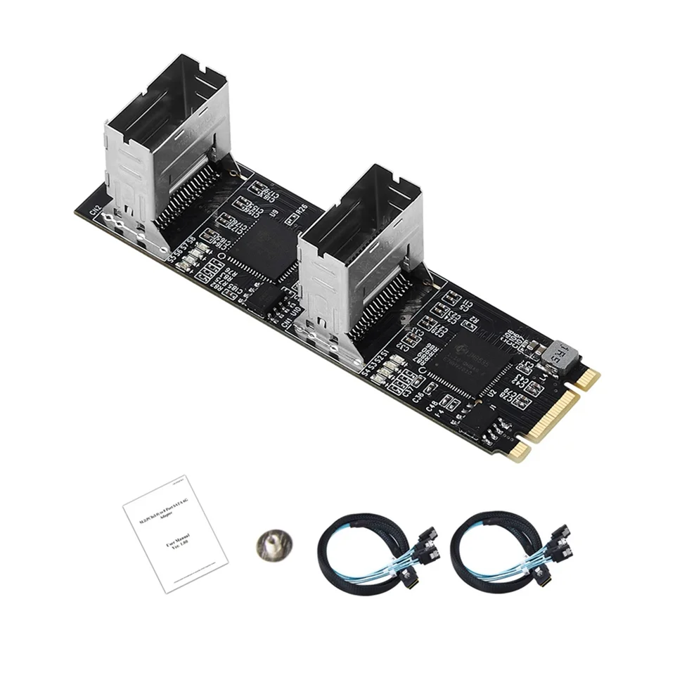 IOCREST M.2 PCIE3.0 až 8 portov SATA 6G Multiplikátor Card Card B/M Kláves NGFF Každý port dorazí 6 Gbps s 2 mini SAS v