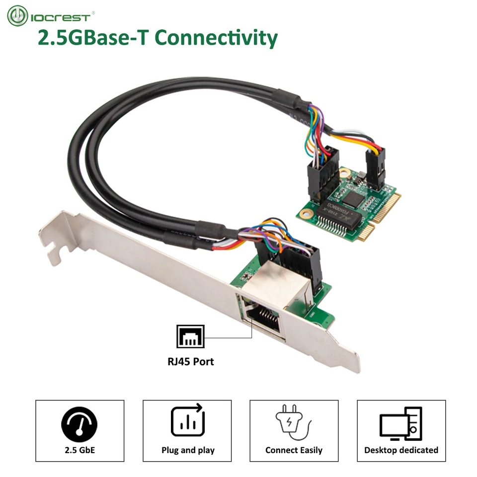 IoCrest Mini PCIe 2.5 GB Ethernet karta 2.5 GBASE-T Gigabit Network Adapter s 1 portom 2500 Mbps RJ45 LAN Card Card Card
