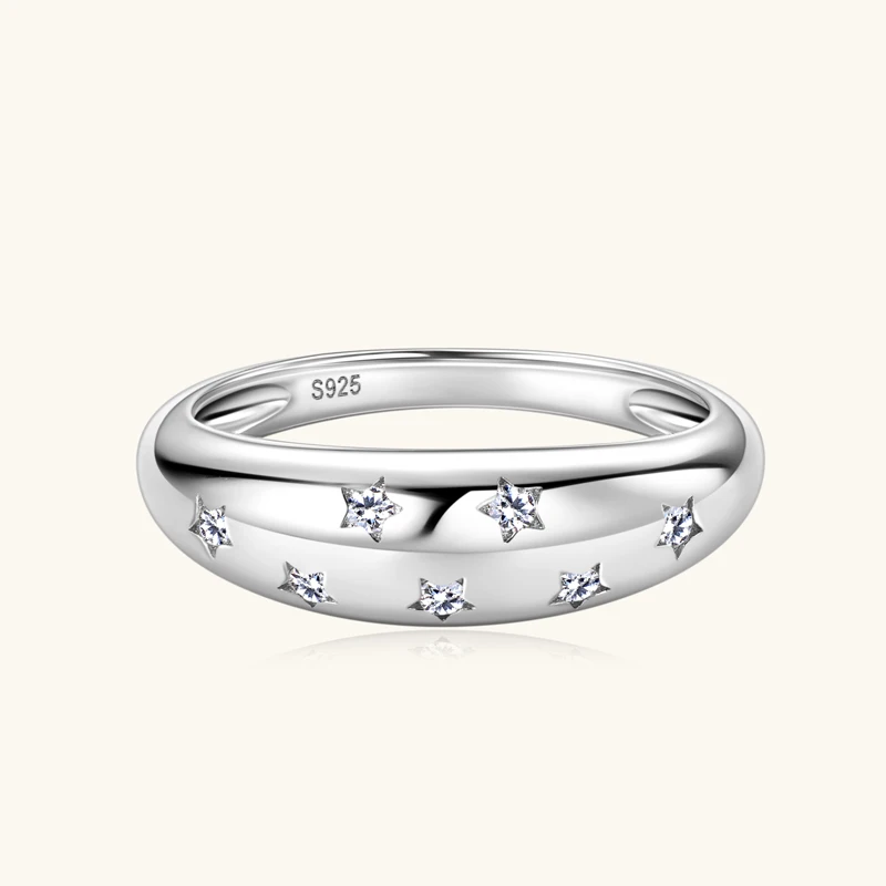 Iogou Moissanite Engagement Diamond Rings 1,5 mm skutočný 925 Sterling Silver Star Rings Svadobné valentínske šperky pre ženy