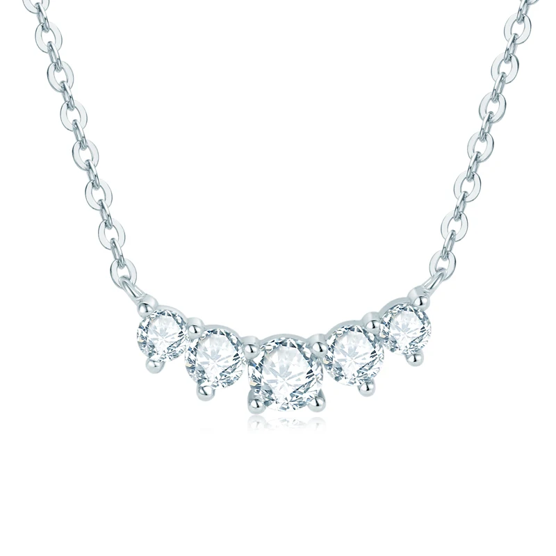 Iogou Trendy Woman Jewelry 2023 Moissanit Smile Prívesok Náhrdelník pre ženy Girls Darček 5 Stone Choker s dĺžkou reťazca 40+5 cm