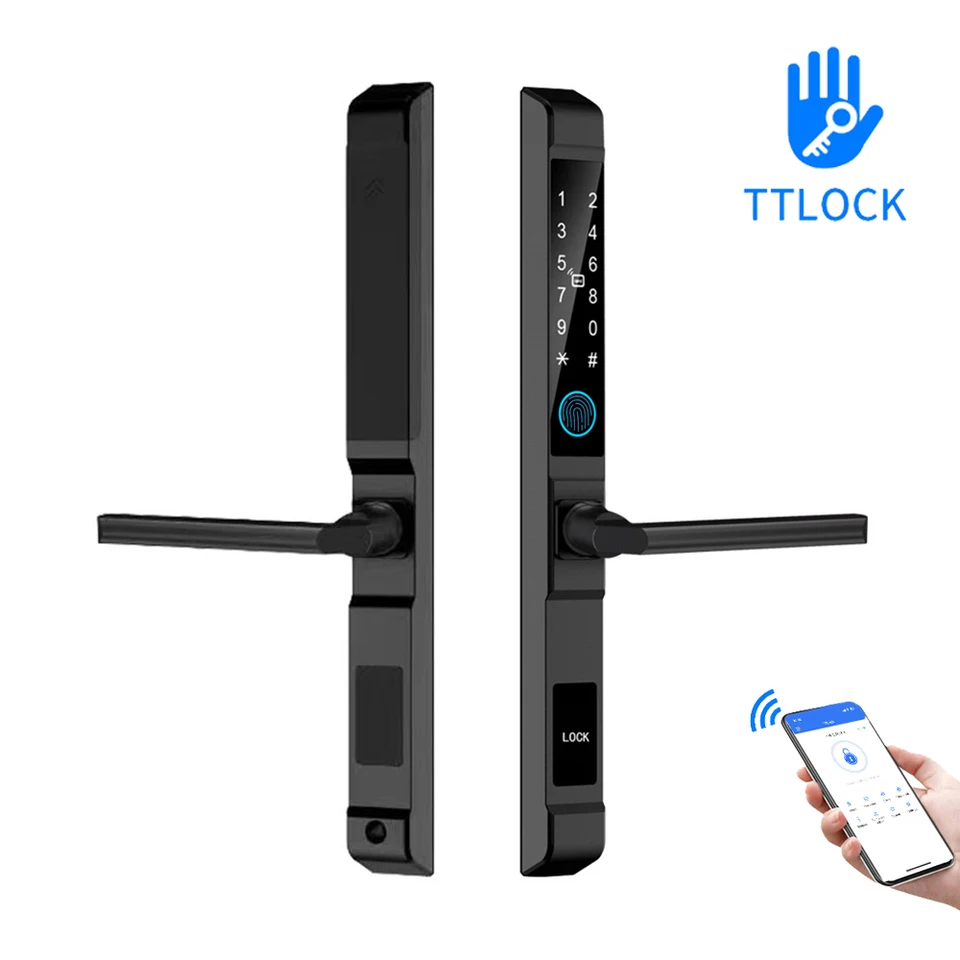 IP65 nepremokavá tllock aplikácia Smart Fingerprint Heslo Heslo RFID Card Lock pre ťahanie posuvného posuvného mostu Cutoff Hliníkové dvere