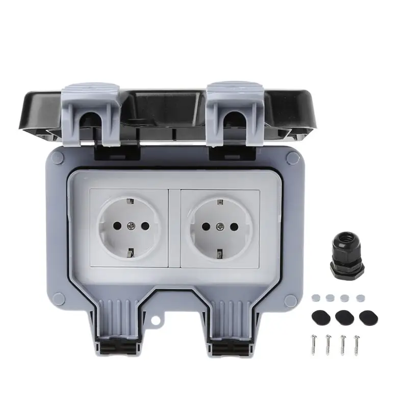 IP66 Vodotesný vonkajší stenový spínač Výkonová objímka 13A EÚ Štandardná elektrická zásuvka Panel Panel AC 220 ~ 250V