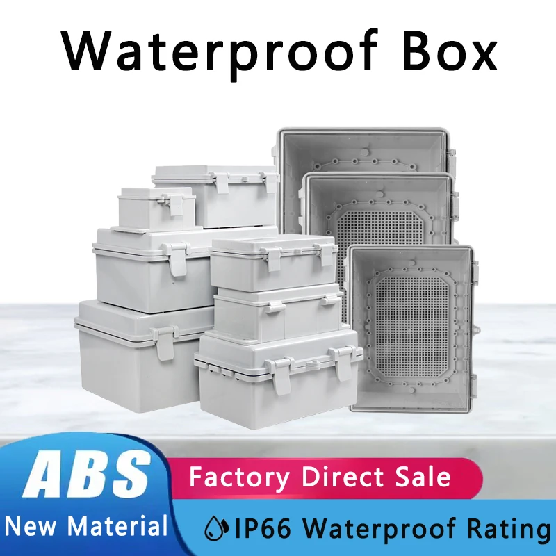 IP66 Vodotesný šedý/priehľadný kryt Kryt Power spojovacia skrinka ABS Plastový záves vonkajšej elektronickej distribučnej skrinky