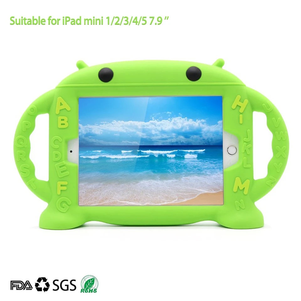 IPad 2 3 4 Silikónové puzdro iPad MINI 1 2 3 4 Kid Soft Soft Stock so stojanom proti nárazu pre iPad 7.9 '/9.7
