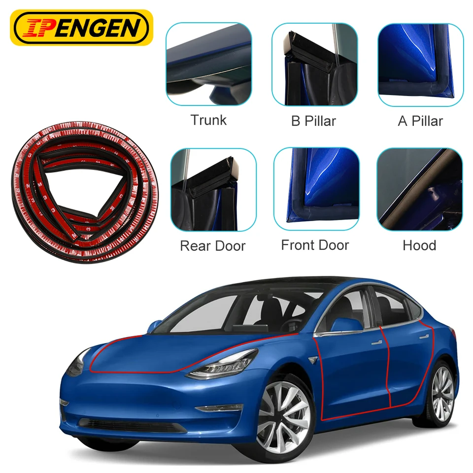 IPengen for Tesla model 3 y 8ks dvere SEAP SET SUP SUP SUP SUNOPPRY EPDM GUMBER WETHERSTRIP TRUNK KAPY