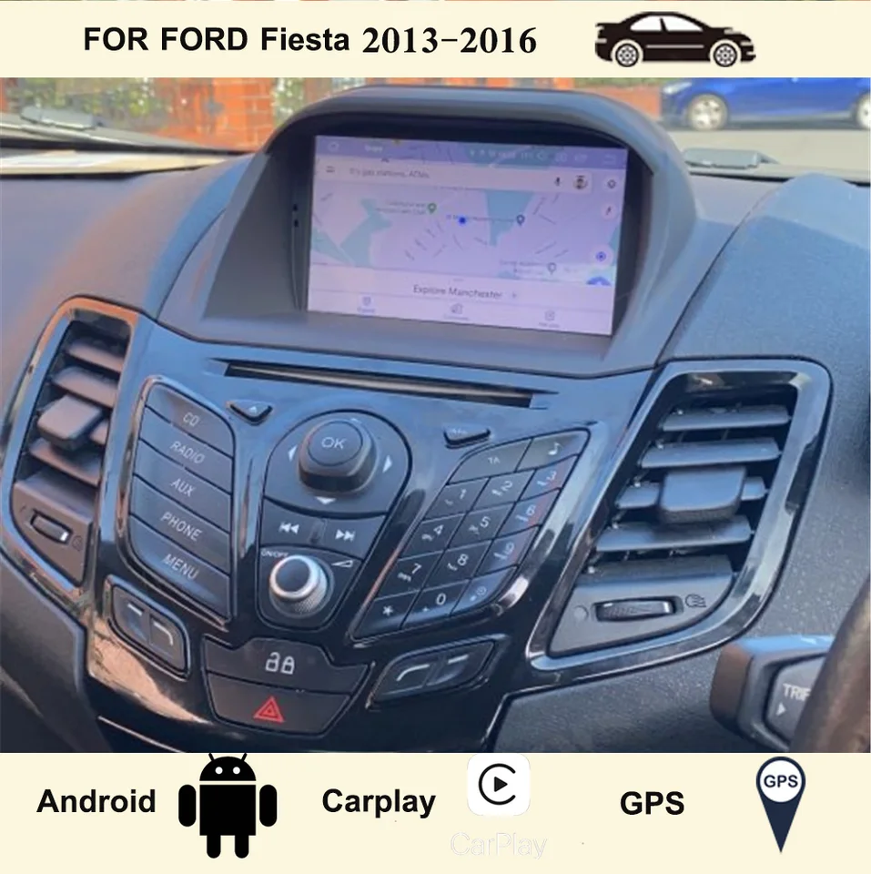 IPS Screen Android Car DVD Multimedia Player Head Unit pre Ford Fiesta 2013 2014 2015 2016 GPS Navigation Radio Stereo prijímač