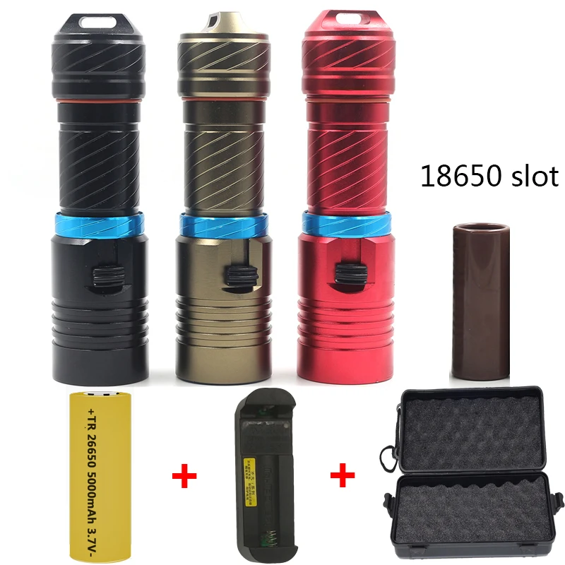 IPX8 LANTERNA D68 potápačská baterka 5000LM XM-L2 U3 Dive TORCH LAMP Svetlo stepless Weplopted Weproof Underword 80 metrov 10W 10W