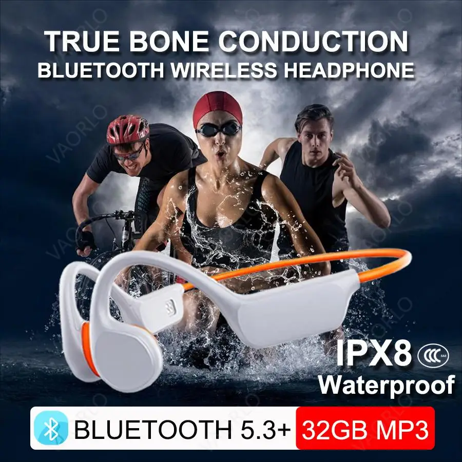 IPX8 nepremokavá plavecká potápačská kosť vedenie slúchadiel Bluetooth 5.3 Bass Wireless Headset MP3 (32G) Player Fitness Serphone