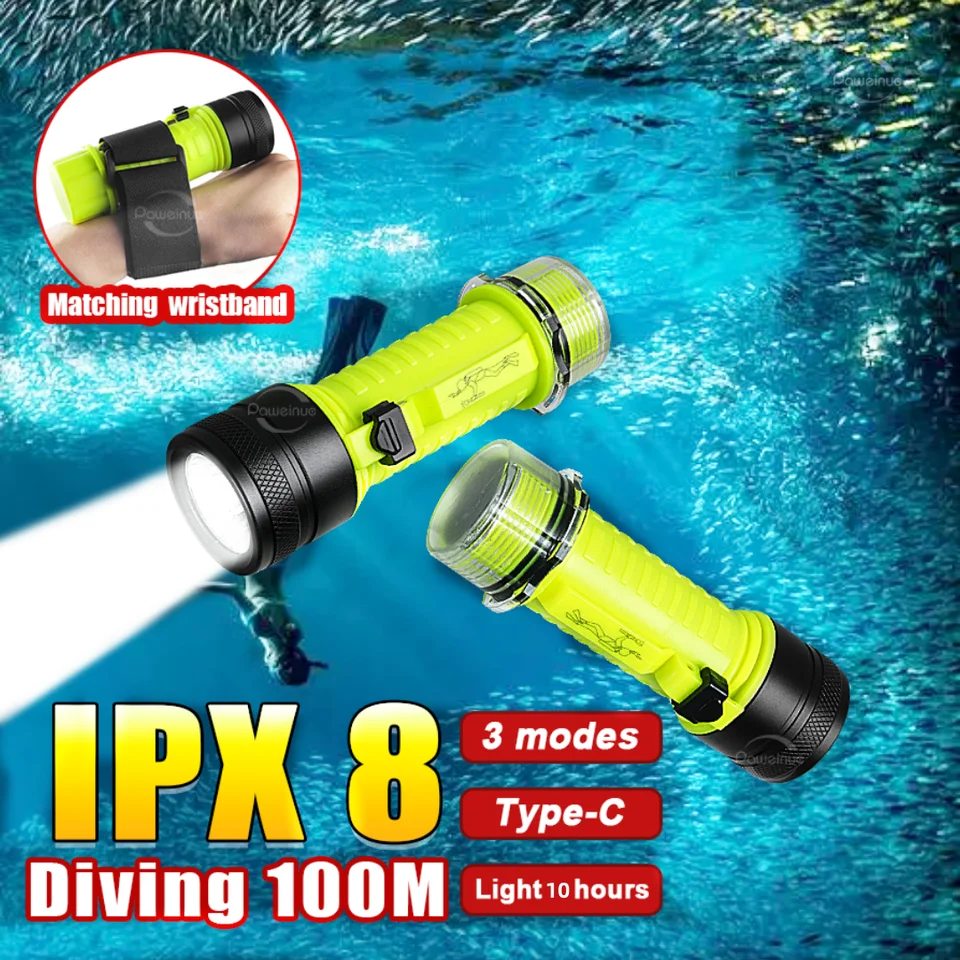 IPX8 Profesionálne potápačské svetlo 100 me