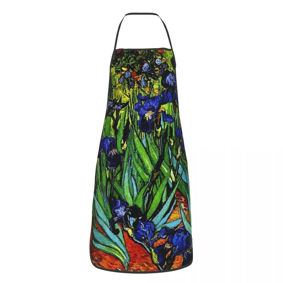 Irises od Vincenta Van Gogha inšpirovaného šéfkuchára varenia kuchyne Tablier Bib Kitchen Cleaning Pinafore for Women Men