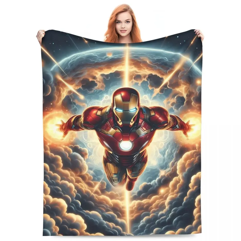 Iron Man flanel prikrývky super teplý prikrývka na gauč