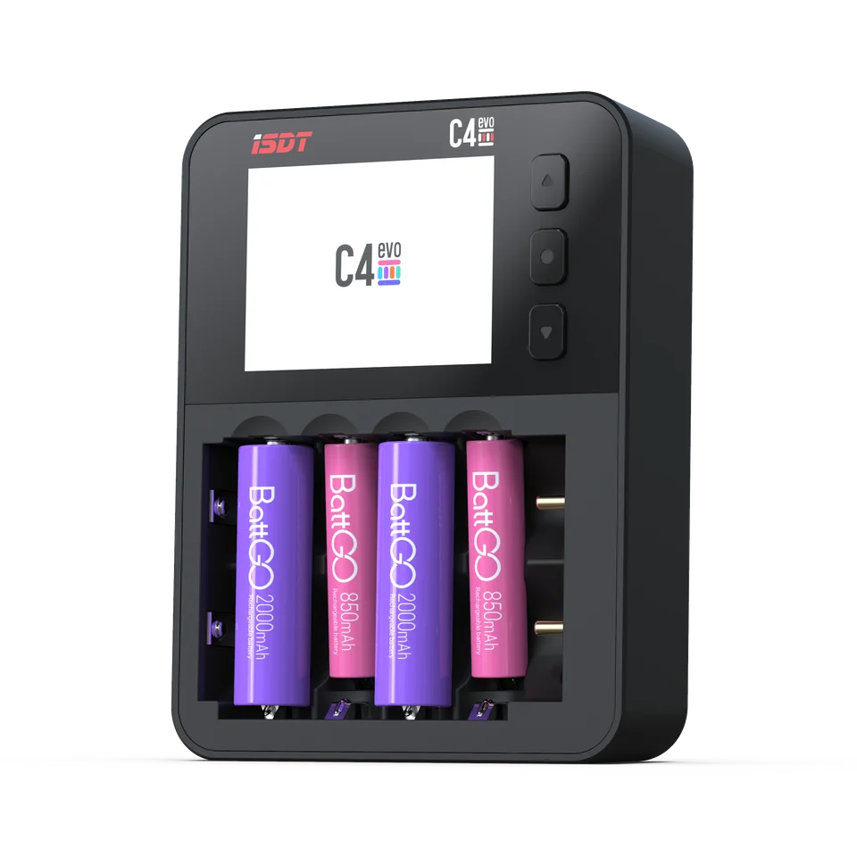 ISDT C4 EVO inteligentná nabíjačka batérií s výstupom typu C QC3.0 pre AA AAA LI-ION 18650