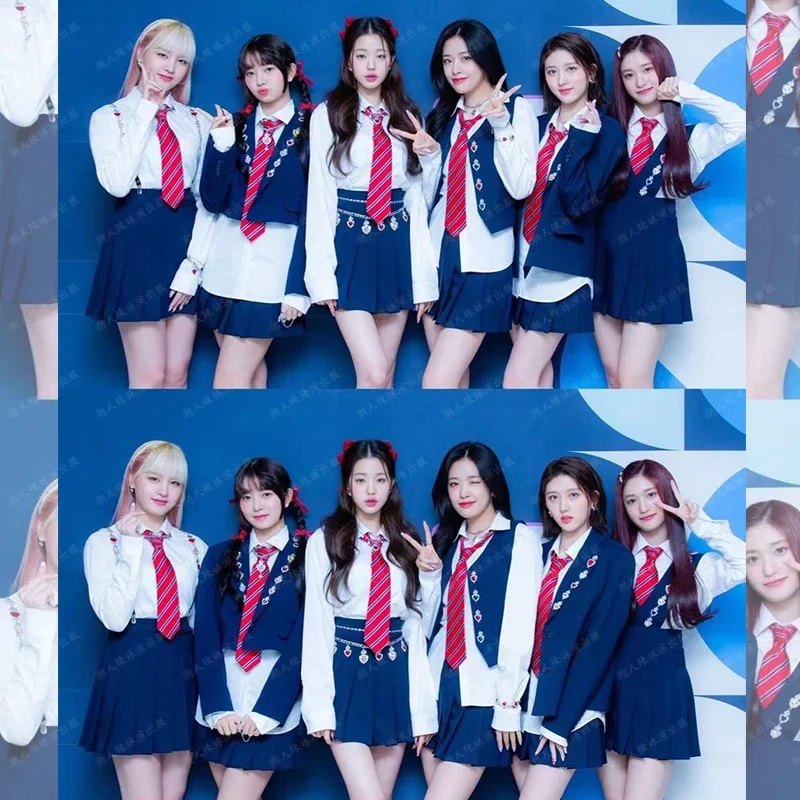 Ive k-pop pódium dámske koncertné oblečenie Performance Costy Girl Group Festival odev Rave Wears košele skladaná sukňa