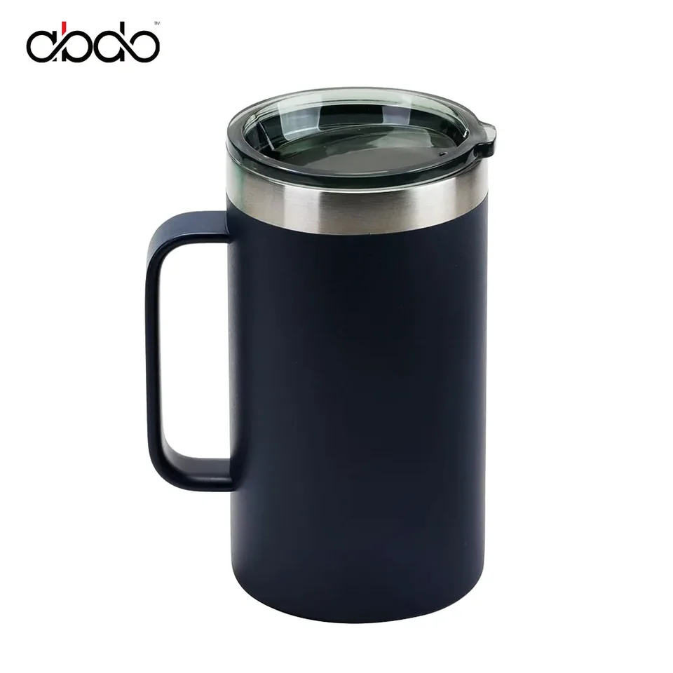 Izolovaná cestovná káva hrnček s rukovlnou dvojitou stenou z nehrdzavejúcej ocele vákuum káva Thermos Termos Fľaša horúca nápoj vákuová banka
