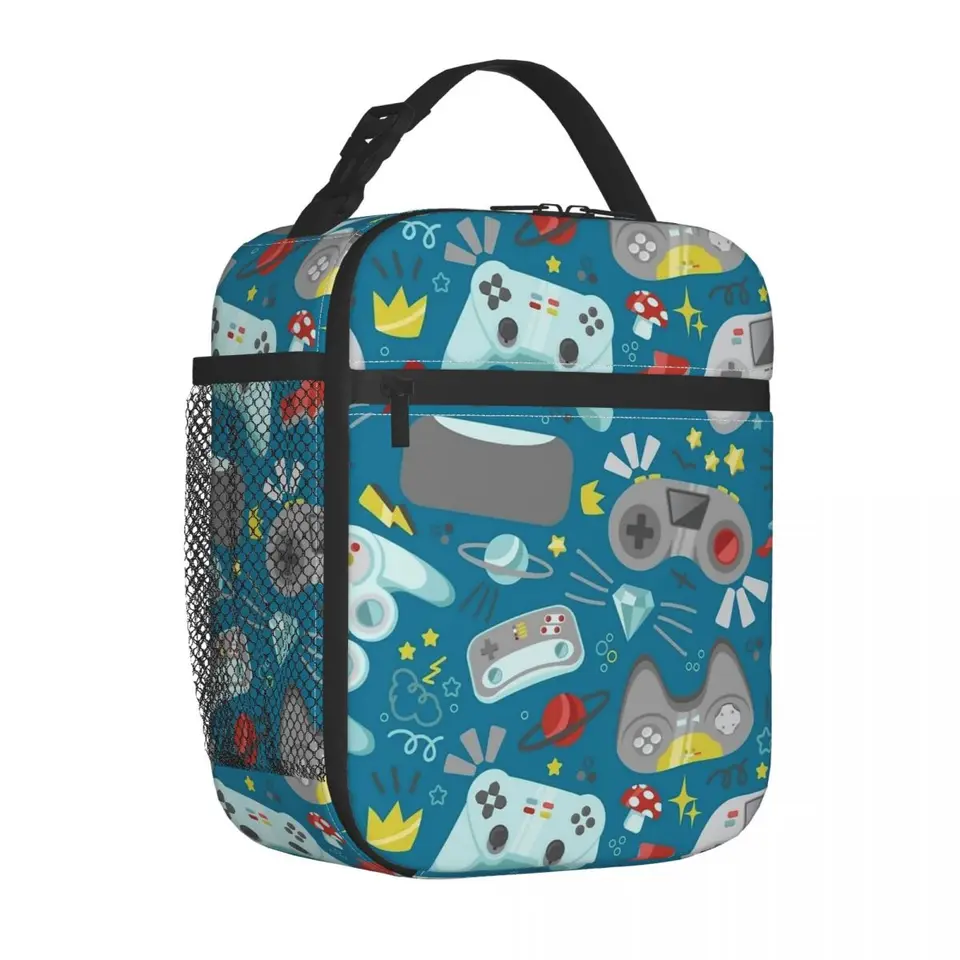Izolovaný obed tote taška Blue Gaming Console Controller Produkt obedový kontajner módny tepelný chladič bento box pre školu