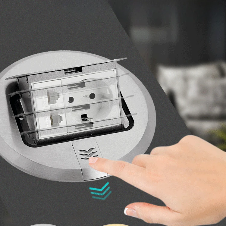 Izrael Pop -Up Socket 1 výstup s USB RJ45 Sieťová podlahová zástrčka skrytá vodotesná tlmenie elastickej podlahovej zástrčky zlatá soket