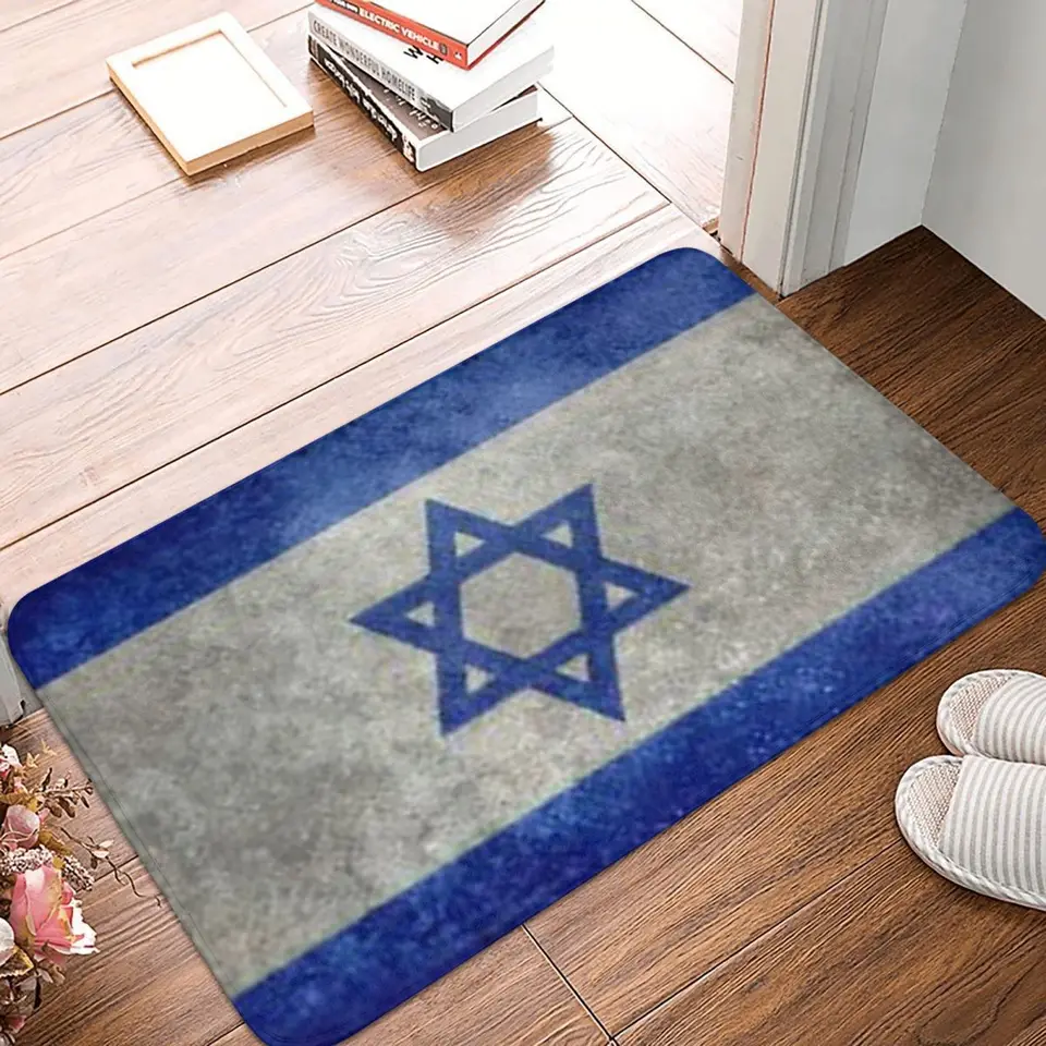Izraelská vlajka proti šikanovanej rohožke podlahové podlahové podlahové podlaha piesok Scraping Carpet Koberec pre kuchyňu vchod do domácej kúpeľne obývacia izba Footpad Rats
