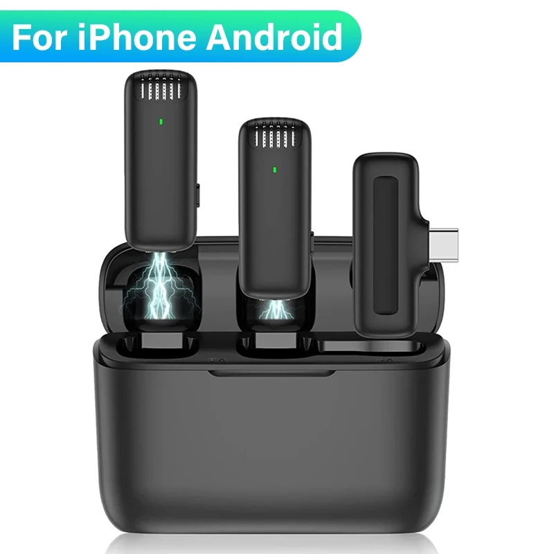 J13 Wireless Lavalier Microfón s prenosným audio video prijímačom pre prenosný audio Mic pre iPhone Android Tablet Gaming Live