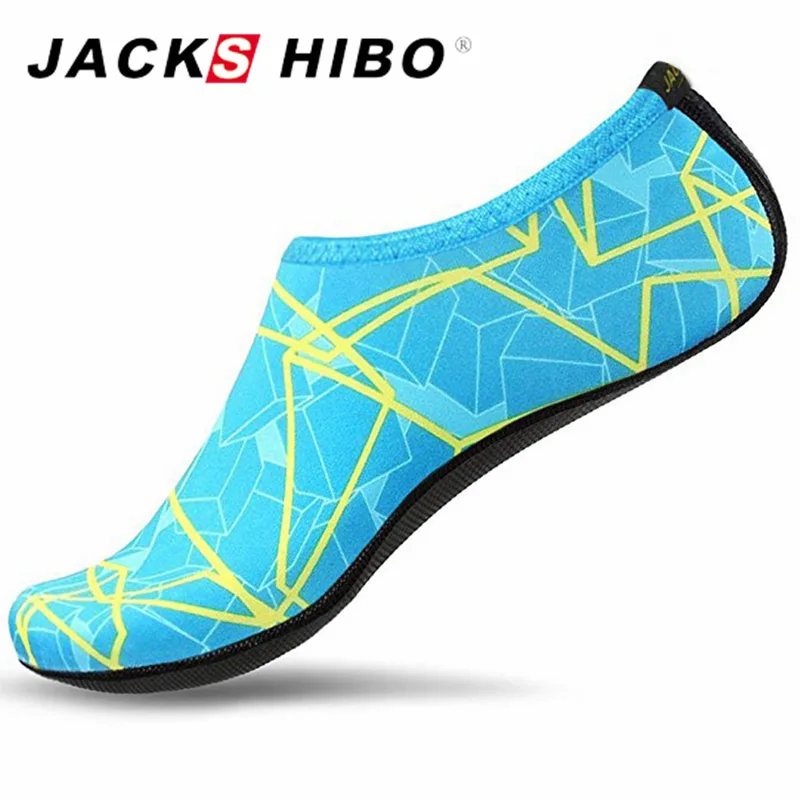 Jackshibo letné vodné topánky pre ženy veľké plus veľkosť aqua plážové topánky Žena pruhované farebné more plávanie topánky Zapatos de Mujer
