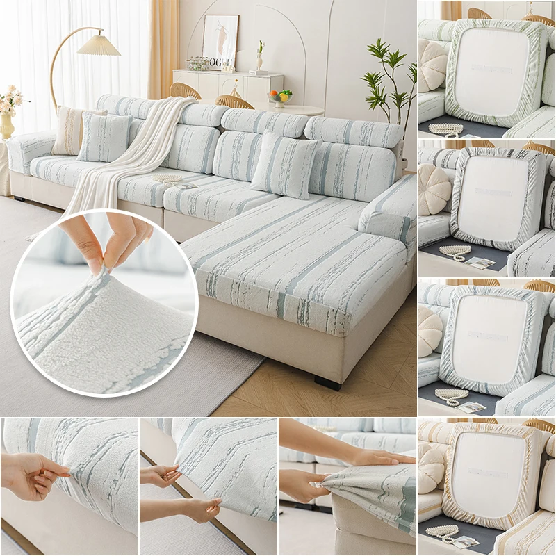 Jacquard Velvet Elastic Elastic Sofa Cushion Cover pre obývaciu izbu Protect Couch Couch Cover Protti Prach Odnímateľný sedadlo Slipcover 1pc