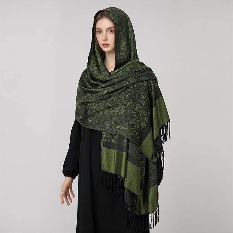 Jacquard šatky Ženy luxusné móda hrubé mäkké dámy šatky ukradnuté šál moslim hidžáb wrap čelenka krk bandana bandana