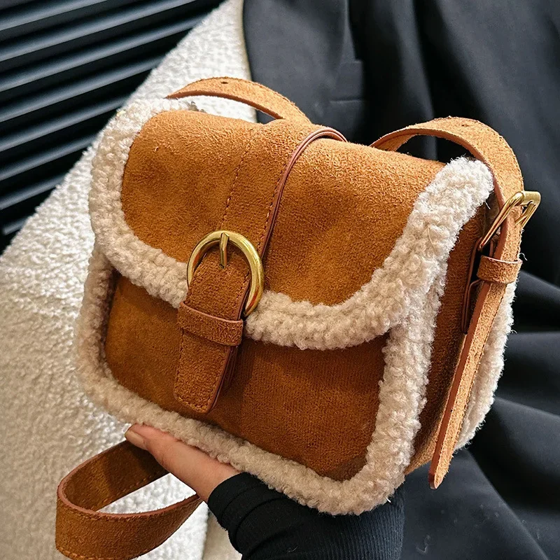 Jahňacie vlna ženské taška retro crossbody taška pre ženy všestranná roztomilá kabelka a kabelky dám