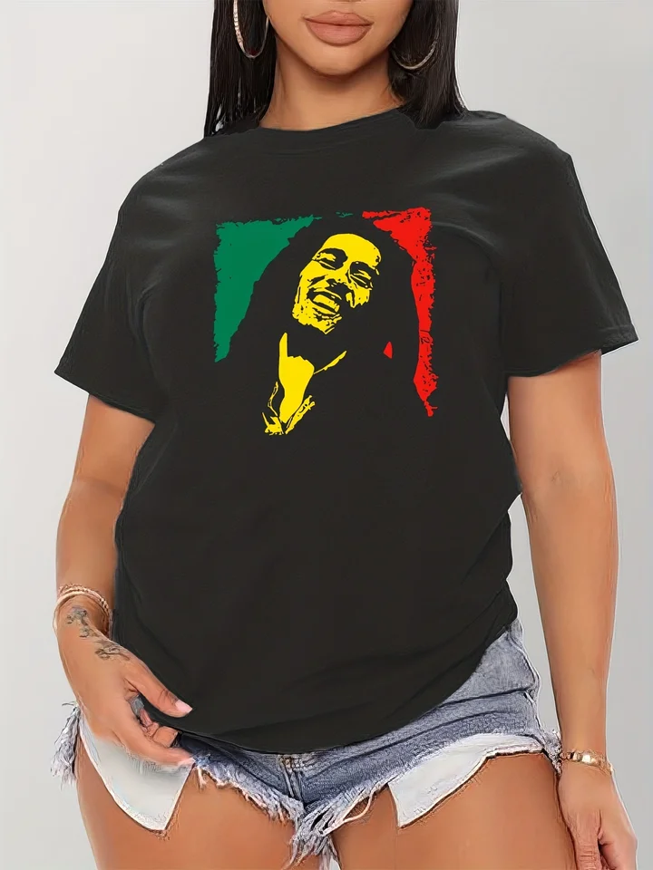 Jamajka Reggae Dámske tričko Summer s krátkym rukávom Príležitostné dámske oblečenie