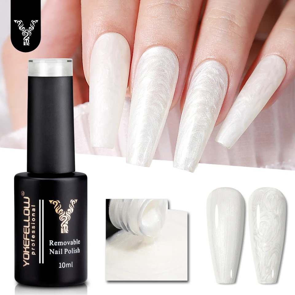 Jamefellow Pearl Gel lak na nechty 10 ml bielej morskej morskej panny lak namočený z UV LED gélového gélového laku vírivý závit Efekt DIY Darček