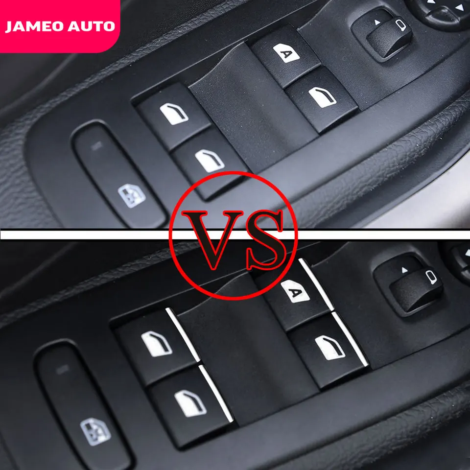 Jameo Auto 7pcs/Set pre Citroen C4 2006 - 2019 CARD Windows Windows Zdvíhací gombík gombík TIM TRIM STACKER ABS Chrome Accessories