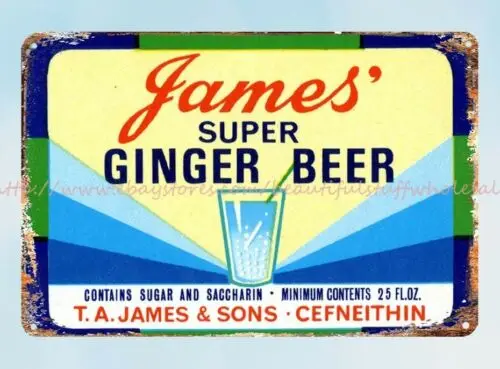 James 'Super Ginger Beer Metal Tin Sign Cafe Tavern Home Decor