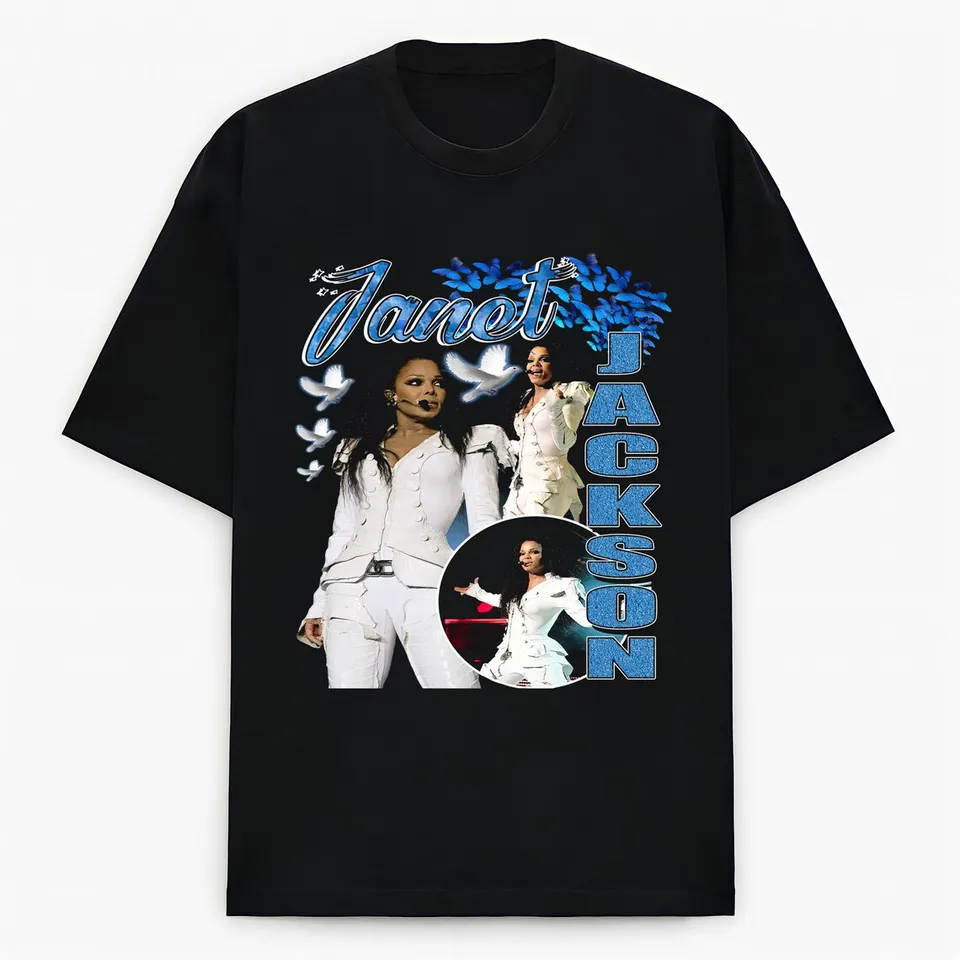 Janet Jackson R&B Vintage Bootleg Retro 90s Streetwear Rapper Graphic Rap Tee Tričko