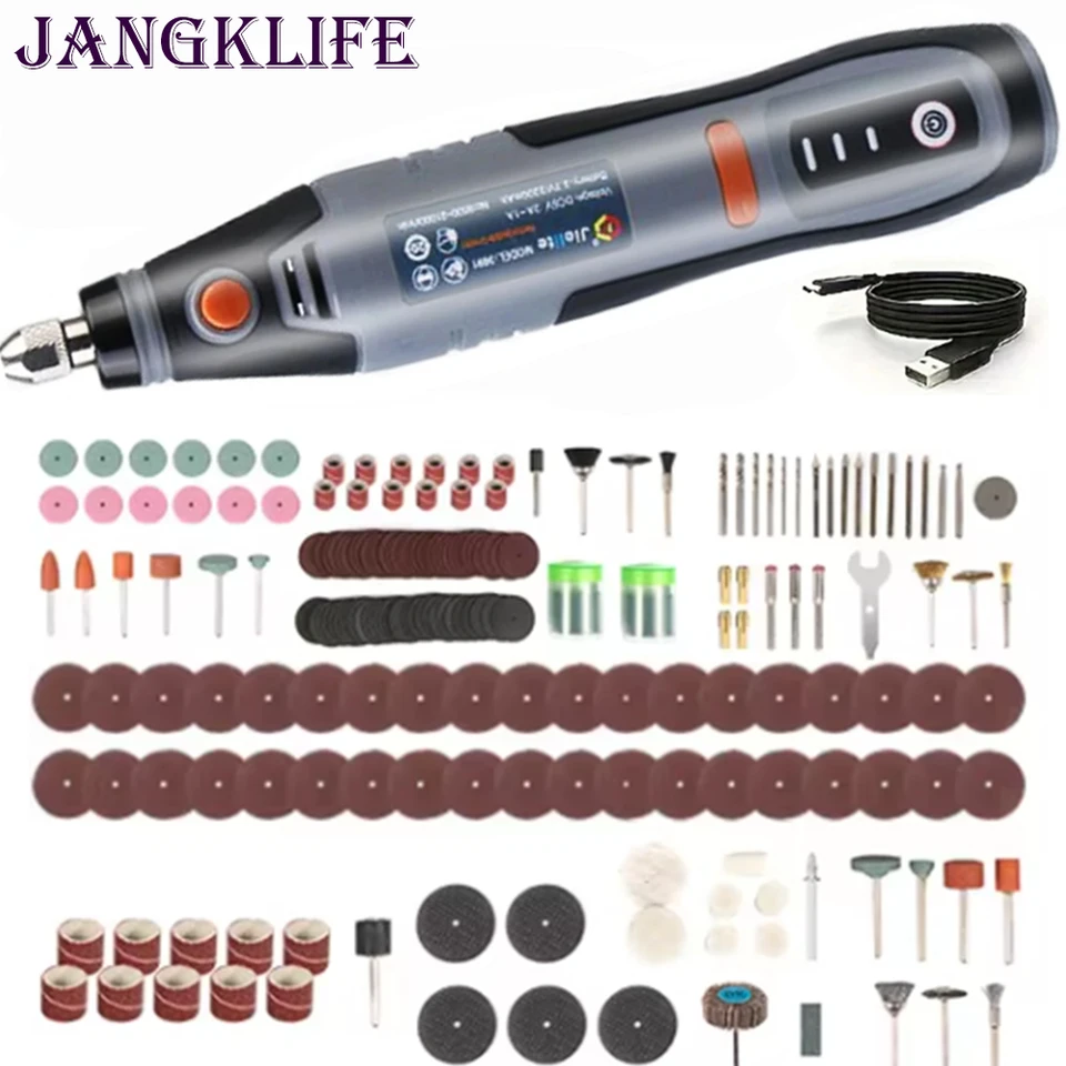 Jangklife USB bezdrôtový rotačný nástroj Dremel Mini vŕtačka gravírovanie pera Elektrická mini bezdrôtová vŕtačka s príslušenstvom pre domácich majstrov