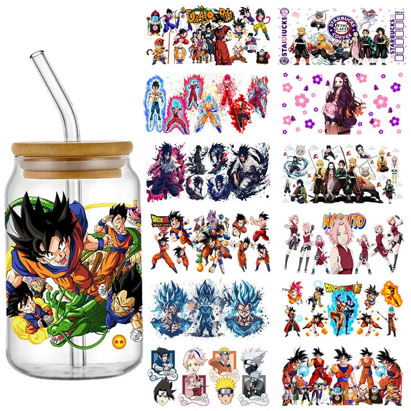 Japonsko anime 16oz libbey sklo môže uv dtf wrap dragon lopta démon zabíjanie vzor Libbey sklo môže preniesť nálepku