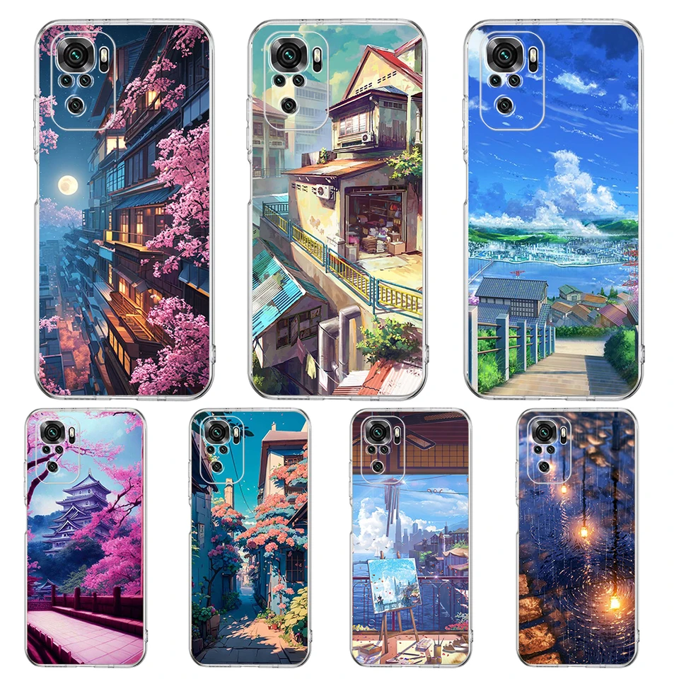 Japonsko Anime Krajina telefónu pre puzdro pre Xiaomi Redmi Note 12 4G 11 10 Pro 5g 10c 10s 9s 9 9t 8t 9c 9a 8 8a 7 K50 Gaming Clear Cover Cover