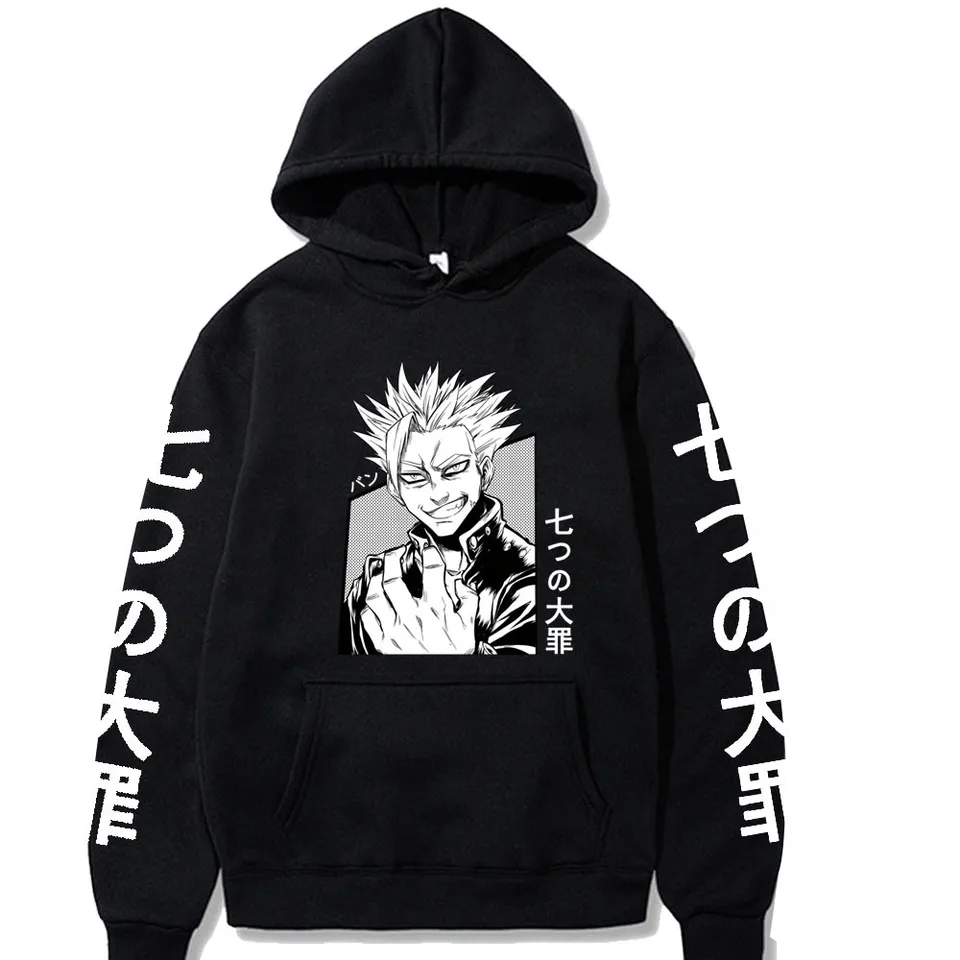 Japonsko Anime Sedem smrteľných hriechov zakáže kapucňu Men Ženy Harajuku karikatúry Grizzly's Sin of Sloth Winter Fashion Tops Topy