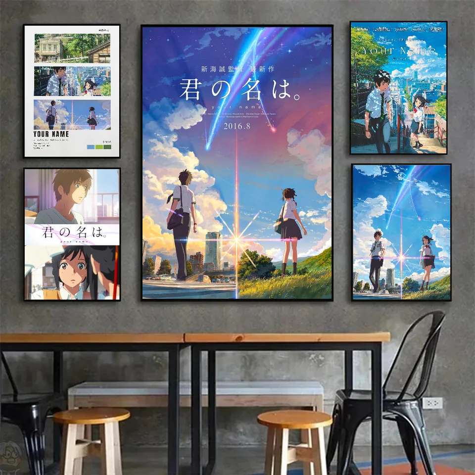 Japonsko Anime Vaše meno plagát Self-pasívny umelecký vodotesný papier slepka na kaviareň kaviareň bar