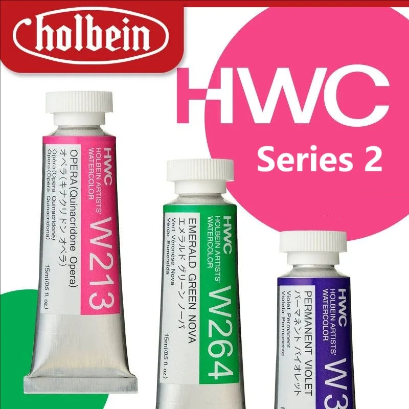 Japonsko Holbein Series 2 priehľadné akvarely umelcov 15 ml/0,5 oz trubice Art Art Watercolor Profesionálne kresby Supplies