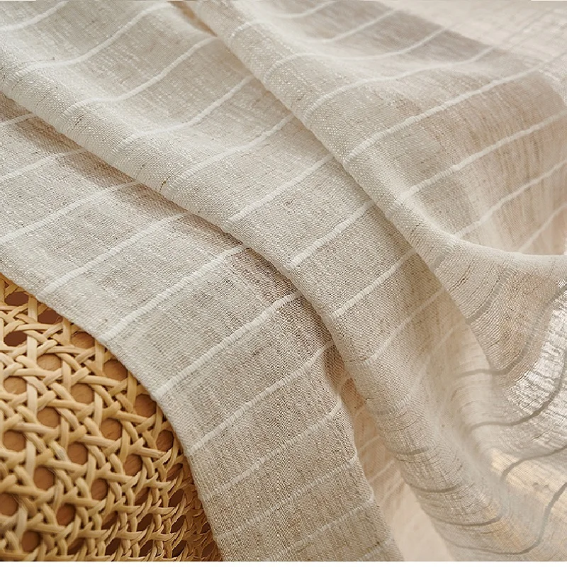 Japonsko Linen Stripe Curtain priadza pre obývaciu izbu Biela spálňa závesné okenné závesy pre spálne