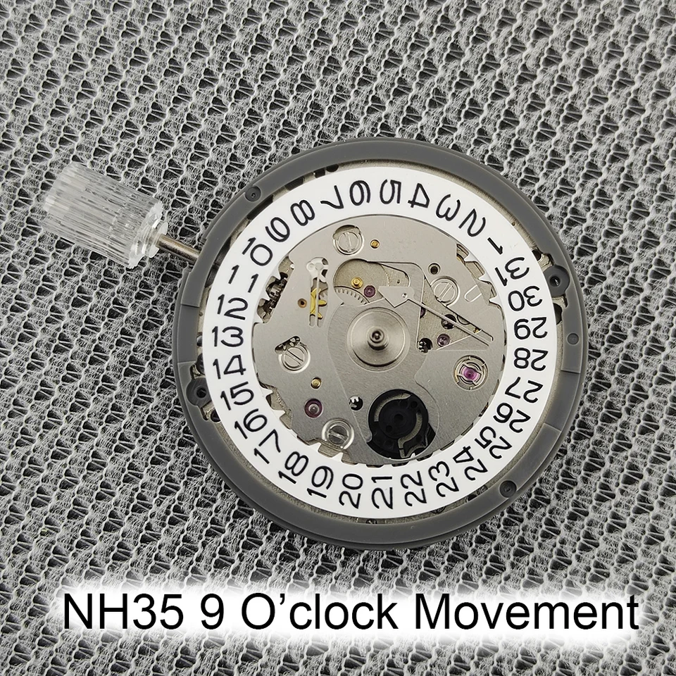 Japonsko NH35 9 O'Clock pohyb vysokej presnosti Mechanické automatické hodinky zápästie Dátum set Mechanické náramkové hodinky hodinky zápästie