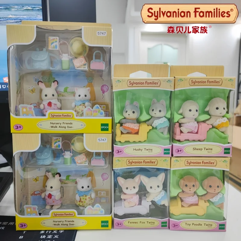 Japonsko Sylvanian rodiny Anime Hu Sky Sheep Pudle Pudle Kuoerhu Twins Nastaviť anime figúrky obliekajú roztomilé modelové dekorácie darčekové hračky
