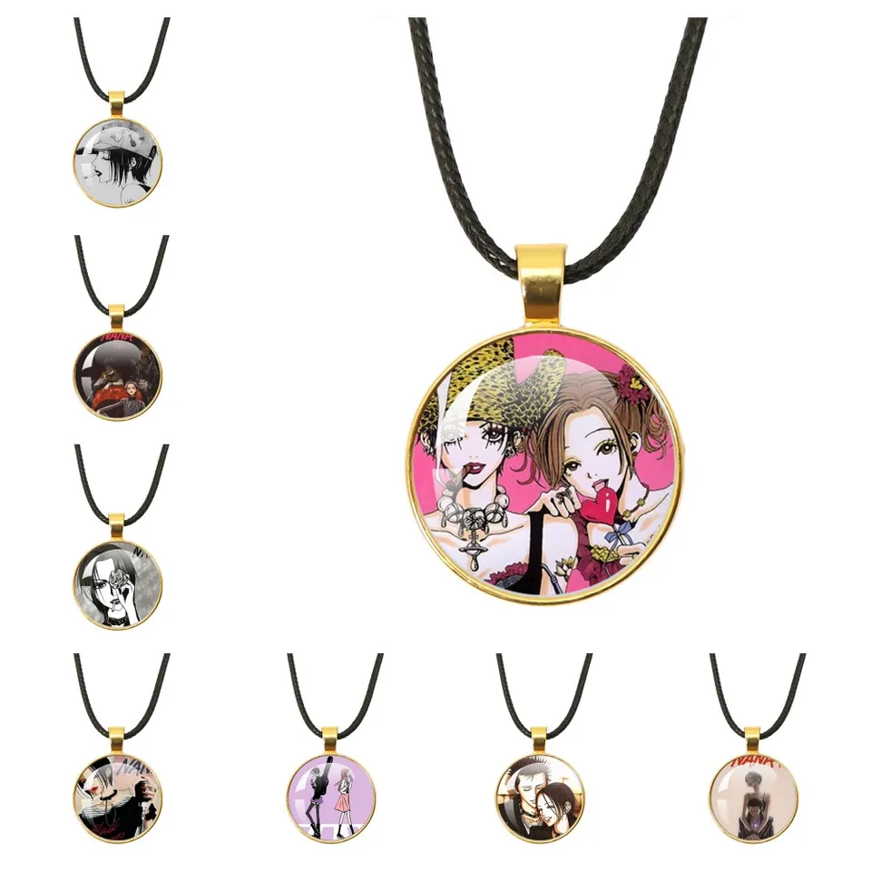 Japonská anime móda nana manga osaki sklenená kožená lano náhrdelník figurín šperky Fanúšikovia prívesok
