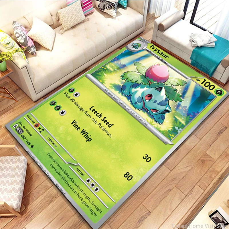 Japonská anime Pokemon Card Veľká plocha tlačená koberca Koberec pre detskú spálňu dekorálna pohovka