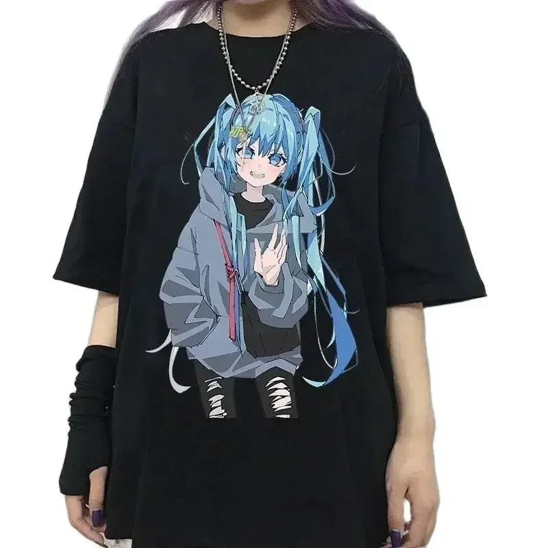 Japonská anime postava roztomilý miku letné ženy tričká Street módny módny štýl s krátkym rukávom Harajuku topy