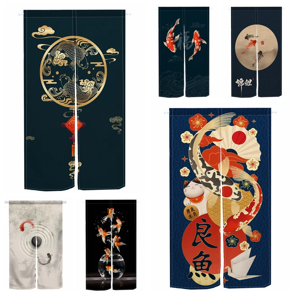Japonská kreatívna koi Split Door Curtain Half Curtain Kuchy