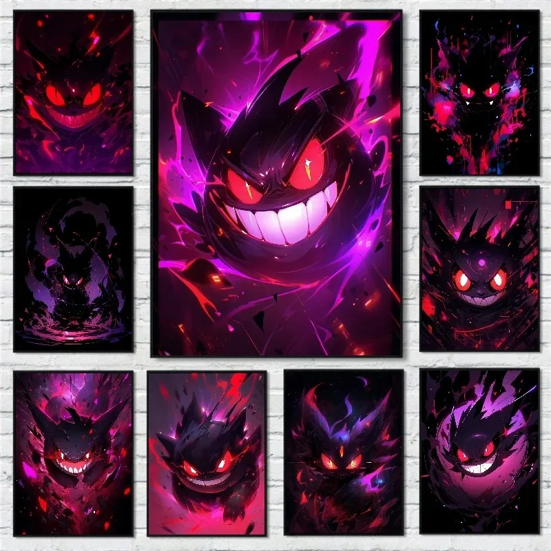 Japonská manga pokémon Gengar Wall Art Decoration de maison moderne Cadeaux d'Amis affiche estthétique dekoratívna personnalisée