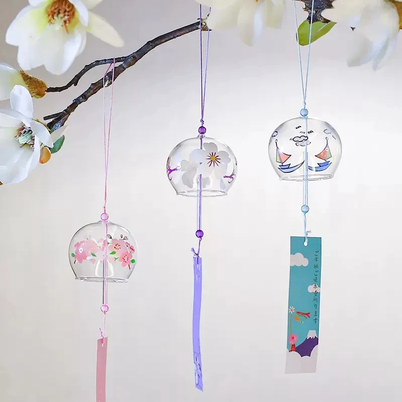 Japonská Sakura Glass Wind Wind Window Bell Cherry Blossom Wind Bell Kórejská izba Kawaii visí dekorácie narodeniny darček vonku 후우링